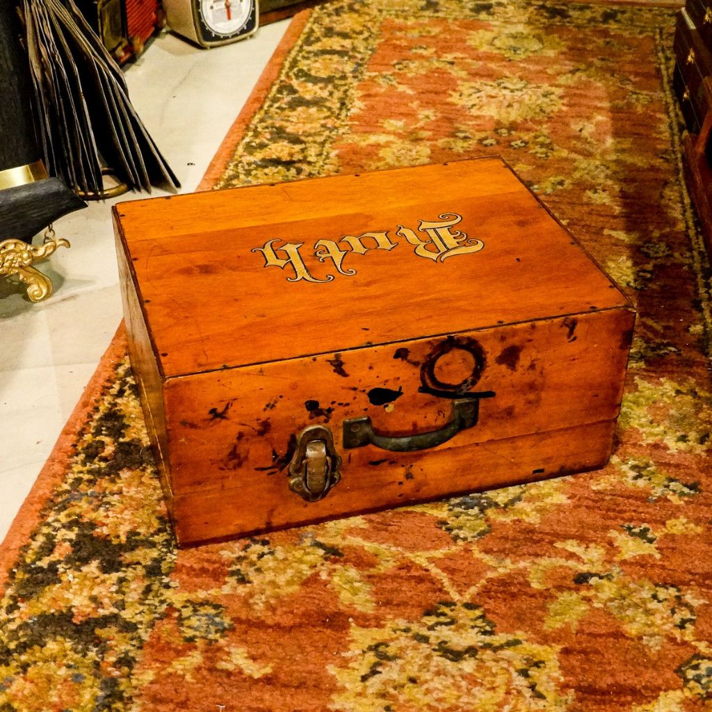 【Vintage &amp; Deco】50年代 美國古董木箱 復古手提箱 復古老件 畫具箱