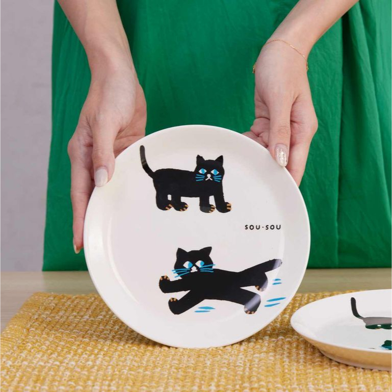 全新現貨 SOU・SOU  SOUSOU SOU 夏日夢幻配色 陶瓷圓盤 陶瓷盤 貓 貓咪 黑貓 餐盤 盤子