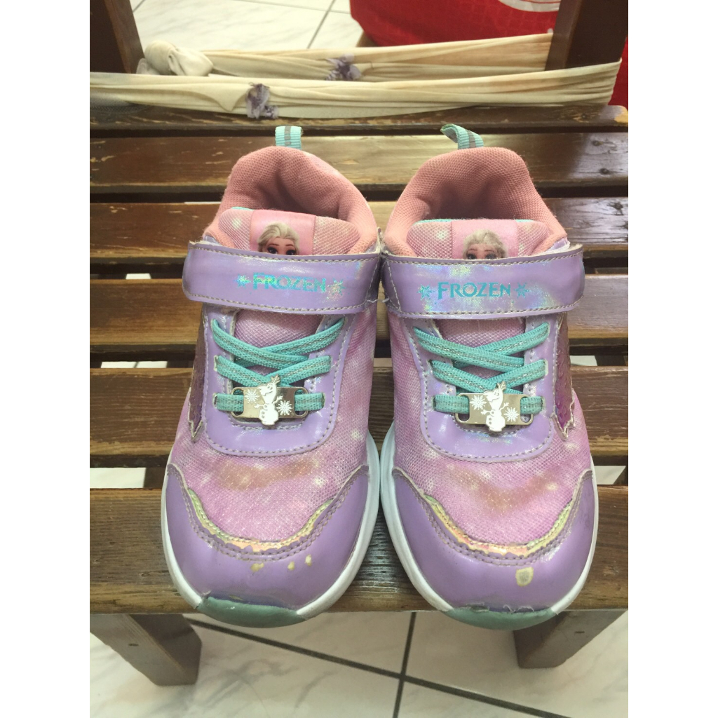 冰雪奇緣 Frozen 艾莎 Elsa 電燈步鞋 布鞋 球鞋 運動鞋 電燈鞋 紫色 童鞋 女童 20號
