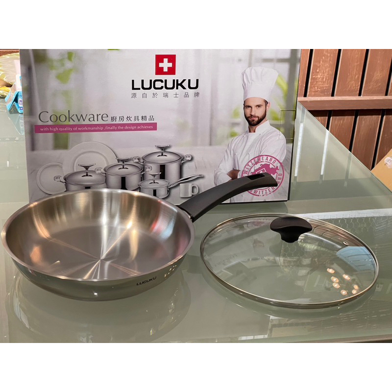 全新-LUCUKU 304不鏽鋼26cm平底鍋