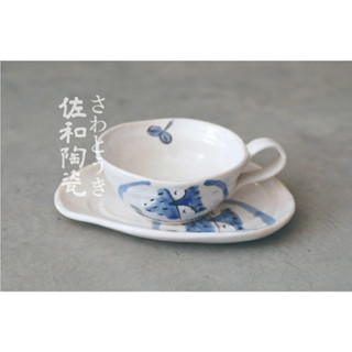 +佐和陶瓷餐具批發+【XL11106-33 藍貓頭鷹杯皿組】日本製 咖啡杯組 一杯一皿 喝茶杯組 午茶組