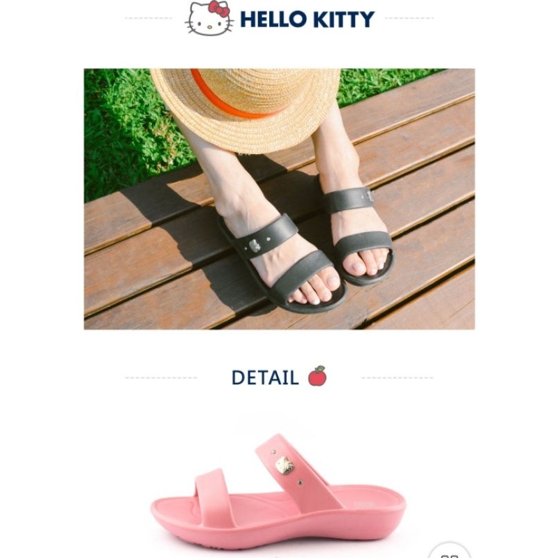 HELLO KITTY 台灣製造 艾樂跑女鞋 防水輕量 水鑽飾釦拖鞋 黑色 粉色 922003