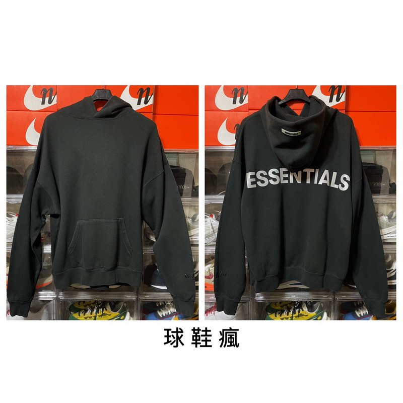 『球鞋瘋』二手商品 FEAR OF GOD ESSENTIALS FOG 黑色 絕版 長袖 反光 帽T