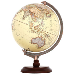 【SkyGlobe】12吋古典仿古木質地球儀(中英文對照)(附燈)[AR互動款]《WUZ屋子-臺北》12吋 AR 地球儀