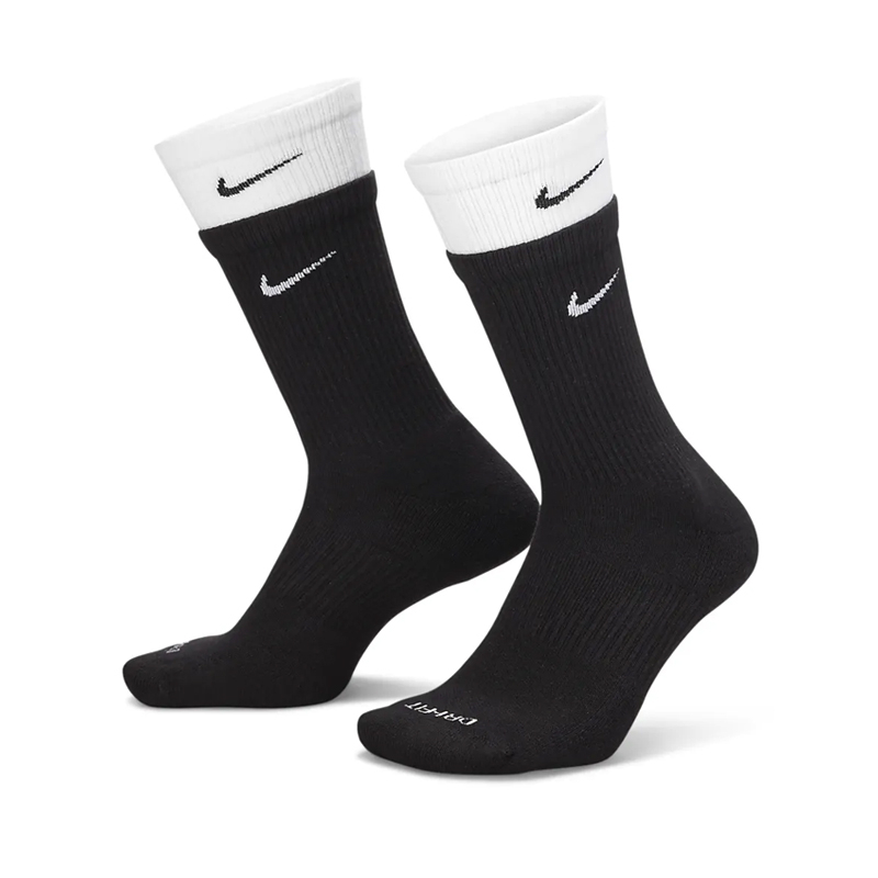 現貨 Nike Everyday Plus Cushioned 黑白 雙層 襪子 中性中筒襪 單雙 DD2795-011