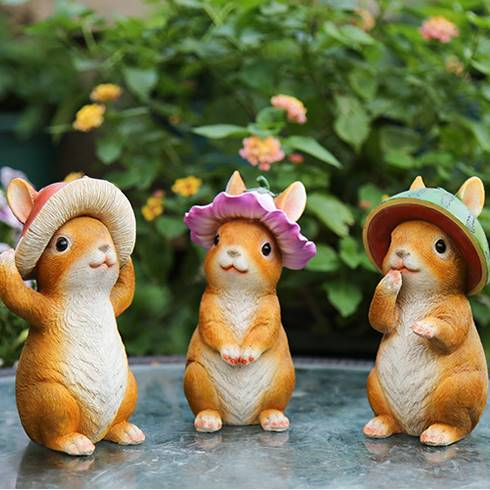 兔子擺飾 樹脂小動物桌面花園庭院戶外園藝裝飾