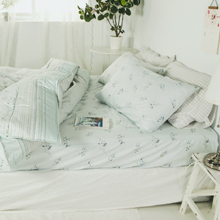 絲薇諾 安妮-青 100%精梳棉床包枕套組/床包被套組(多規格任選) 台灣製