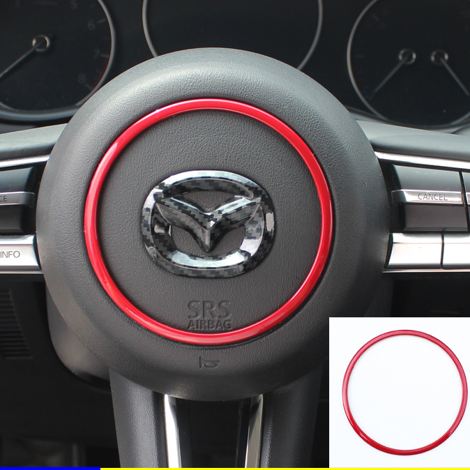 MAZDA CX30 亮紅色方向盤飾圈