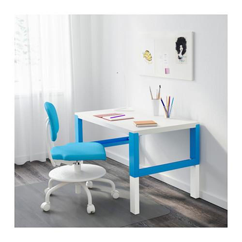 北歐LOFT風格IKEA宜家PÅHL書桌工作桌兒童桌/白藍色/96x58/高度可調/二手八成新/原$2890特$1680