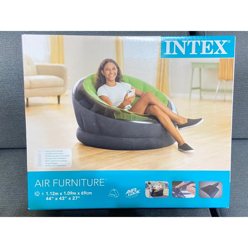 [全新未拆封］｛全新未拆封｝INTEX-帝國星球椅植絨款 /充氣沙發/懶骨頭-檸檬綠