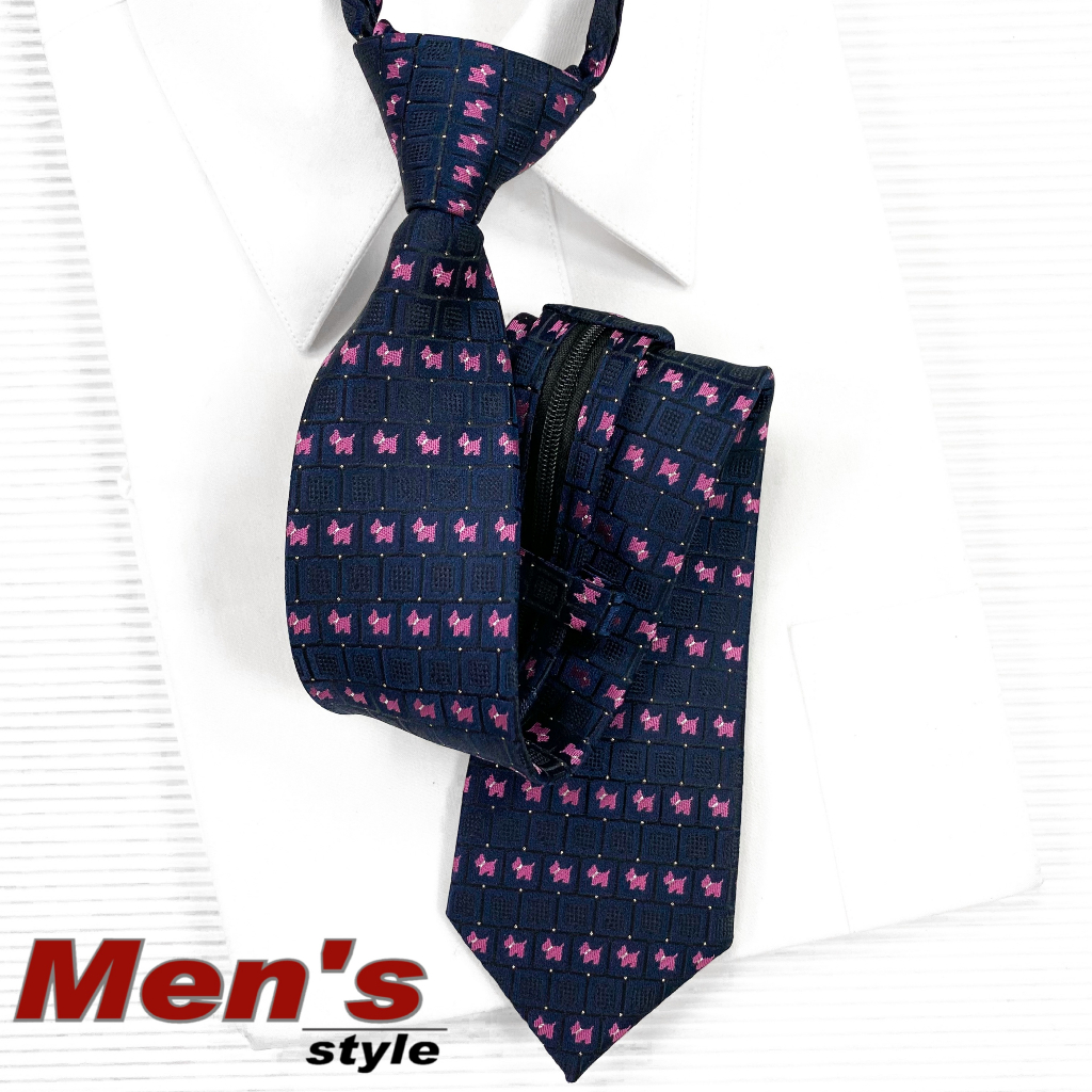 【vivi領帶家族】男仕配件 流行窄版領帶 ◆手打、拉鍊可選◆ 1120204T-2 粉色狗狗領帶