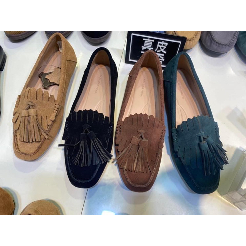 ✨全新🇰🇷正韓麂皮真皮造型流蘇豆豆鞋 （黑240）不議價