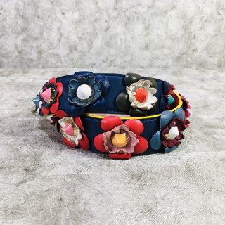 【哈極品】二手品《FENDI 芬迪 全皮 彩色花朵 花卉 鉚丁 撞色花瓣 STRAP YOU長肩背帶/肩帶/背帶》