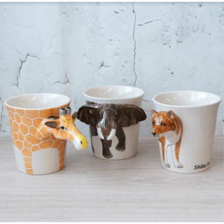 現貨 動物馬克杯 耐熱杯 陶瓷杯 馬克杯 杯子 水杯 咖啡杯 牛奶杯 造型馬克杯 動物造型 杯｜熊貓、猴子、大象、大猩猩