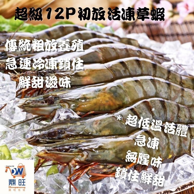 【DW鼎旺購物商城】蝦 草蝦 海草蝦 水產  超級12P初放活凍海老草蝦