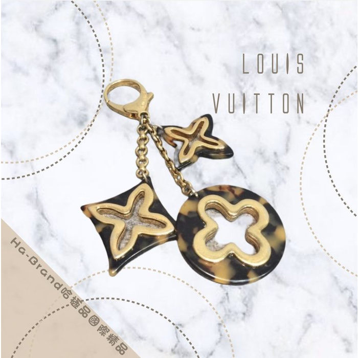 【哈極品】二手品 《Louis Vuitton LV 金色玳瑁 LOGO造型吊飾/鑰匙圈/掛飾》