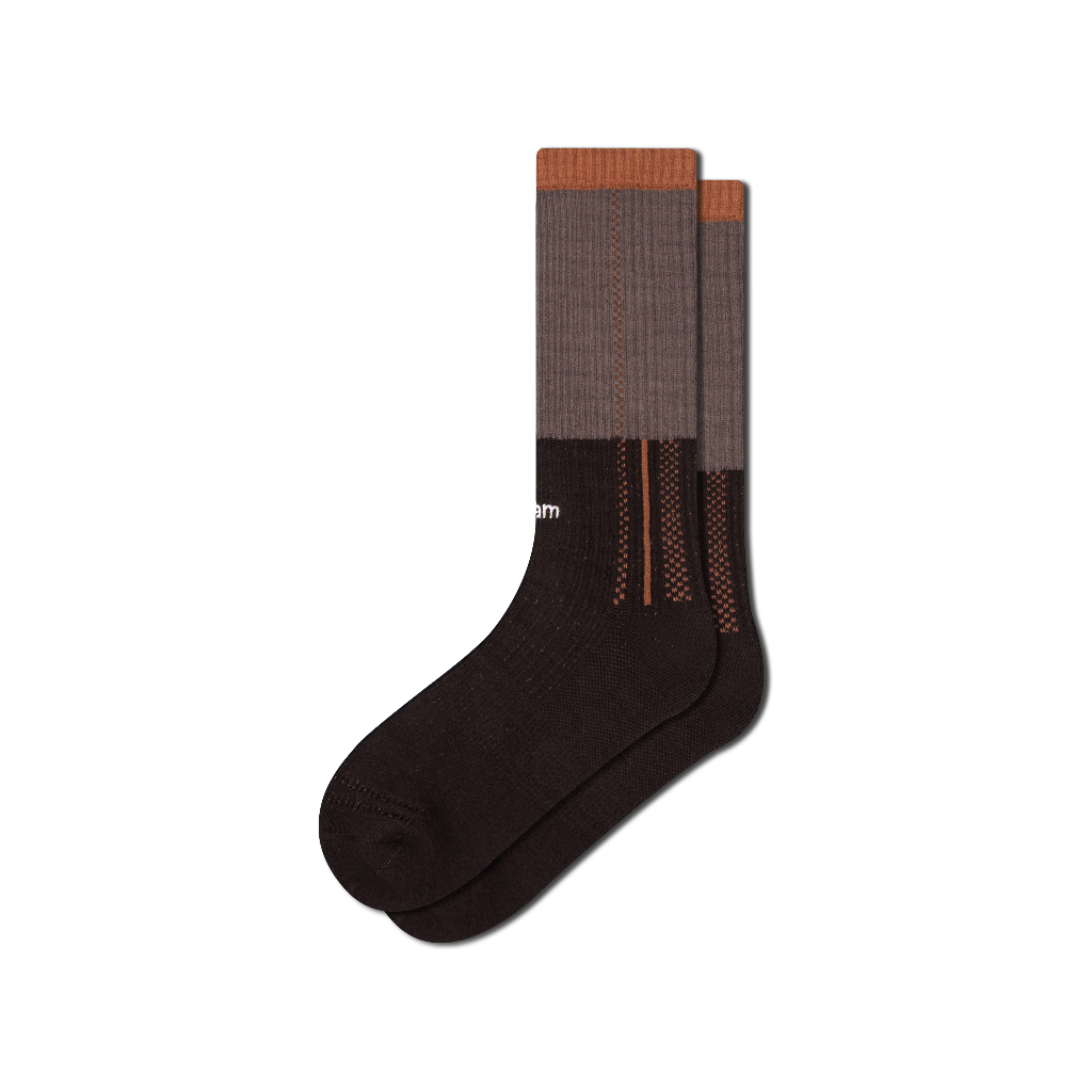 Bicolor Line crew socks 柚棕 - 雙色線條針織高筒襪