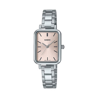 【CASIO 卡西歐】LTP-V009D-4E 復古方形 簡約三針 鋼錶帶女錶 粉/銀 台南 時代鐘錶