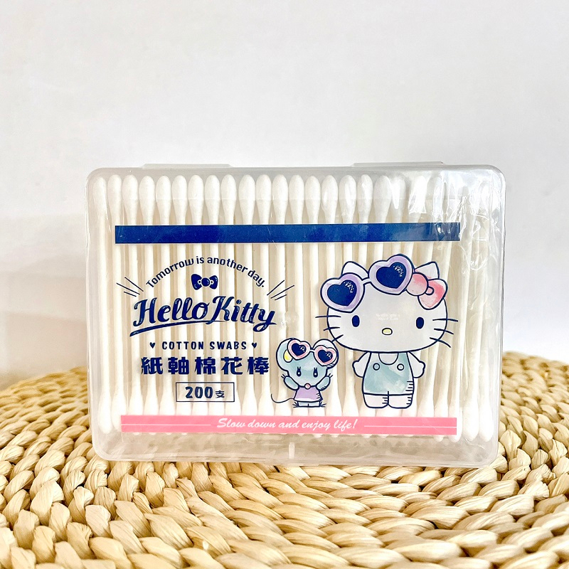 三麗鷗 Sanrio  Hello Kitty 紙軸棉花棒 200支 盒裝【佳瑪】未滅菌