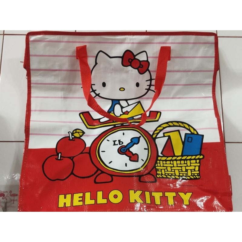 Hello kitty 大容量防水編織購物袋