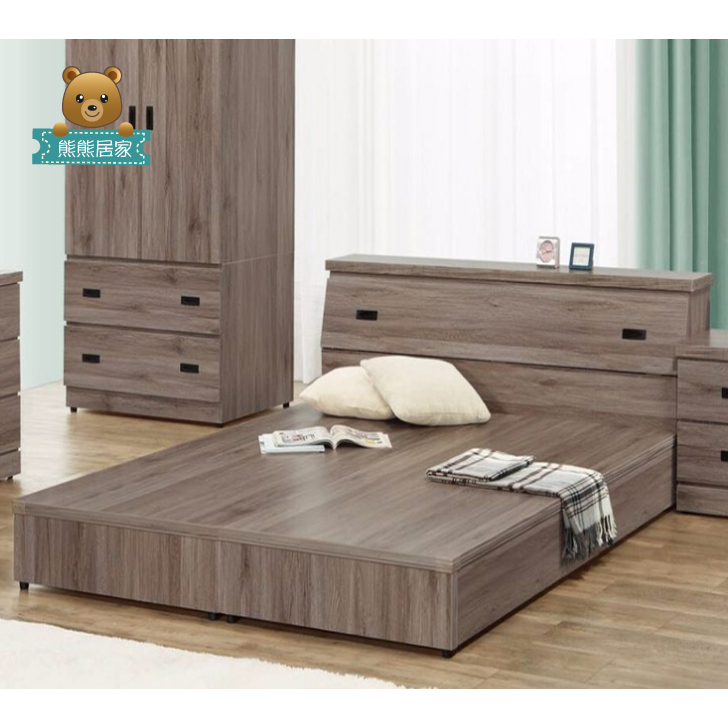 『熊熊居家』超值古橡色二件式房間組(床頭箱+6分木心板床底)