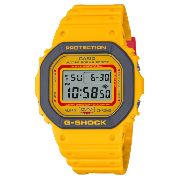 【CASIO G-SHOCK】復古潮流90年代方形數位運動腕錶-黃 DW-5610Y-9
