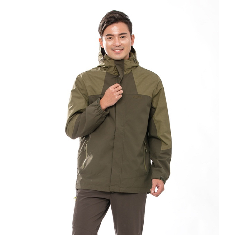 歐都納男防水+羽絨超值二件式保暖外套A1-G1746M軍綠尺寸：XL