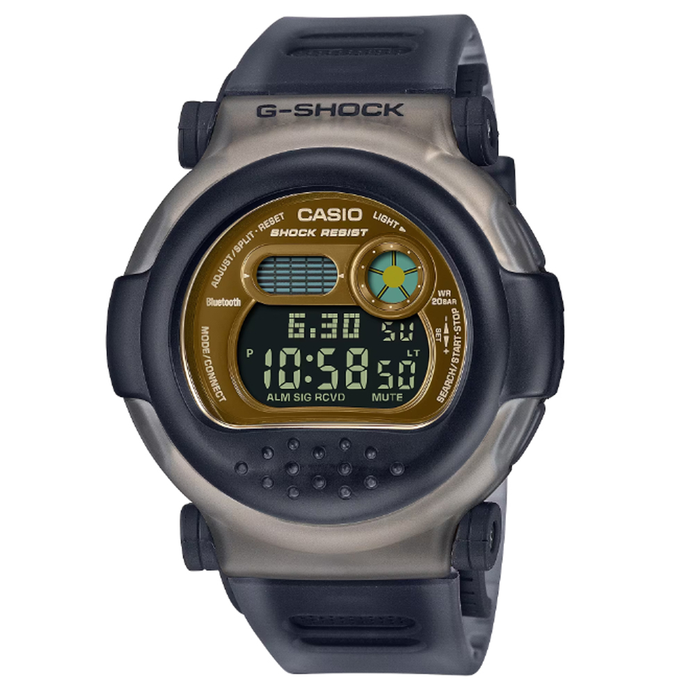 【CASIO 卡西歐】G-SHOCK 數位智慧藍芽雙錶圈設計電子錶-黑金(G-B001MVB-8 防水200米)