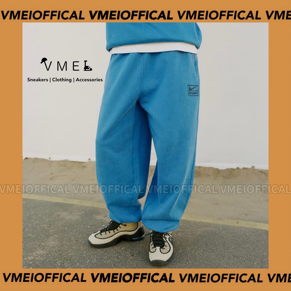 【VMEI】Nike x Stussy Fleece 仿舊水洗長褲 藍 聯名限定 長棉褲 水洗藍