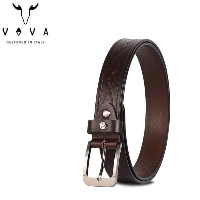 VOVA 真皮 品味紳士鎖鍊壓紋復古休閒皮帶 穿針式皮帶 穿孔式皮帶 VA007-008