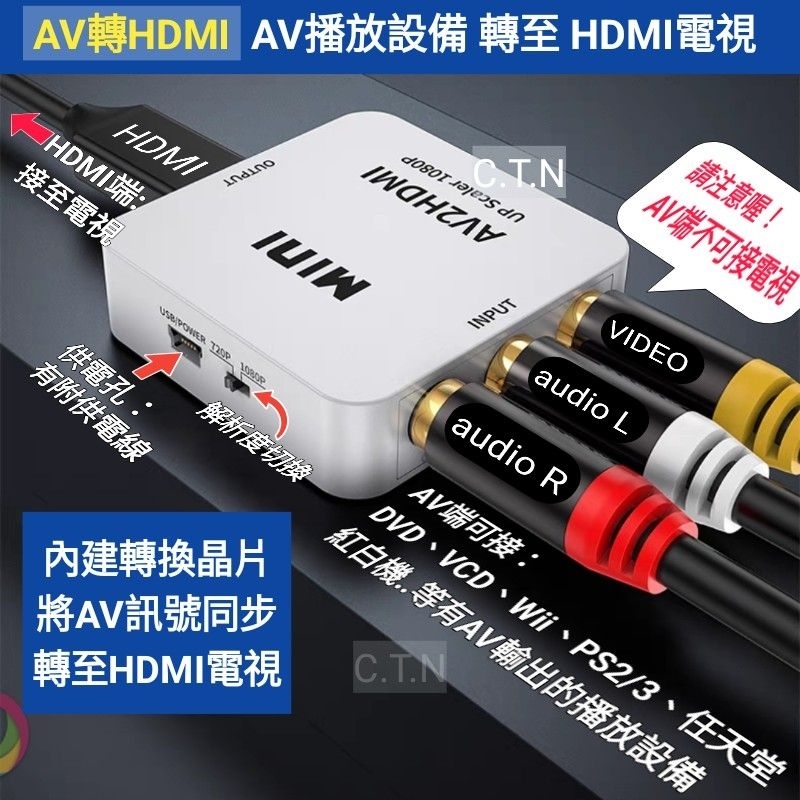 AV轉HDMI  AV TO HDMI 轉接器 DVD wii 任天堂 的 AV輸出轉換至HDMI螢幕 轉換盒 轉換器