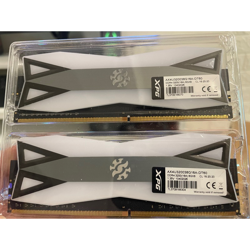 ADATA威剛 8GBx2 DDR4-3200 XPG SPECTRIX D60G RGB RAM記憶體