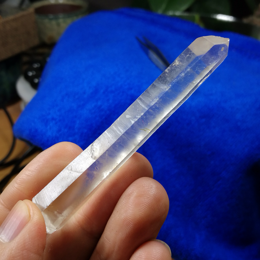 {石場}zm47約長7.4公分-通靈水晶 水晶柱 激光柱 未拋光白水晶柱 雙尖水晶