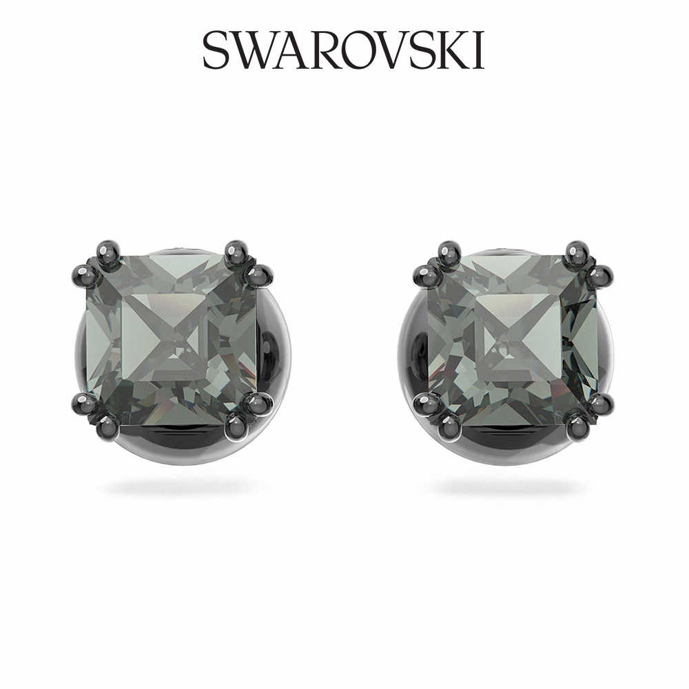 SWAROVSKI 施華洛世奇 Millenia 耳釘 方形切割 黑色 鍍黑鉻色