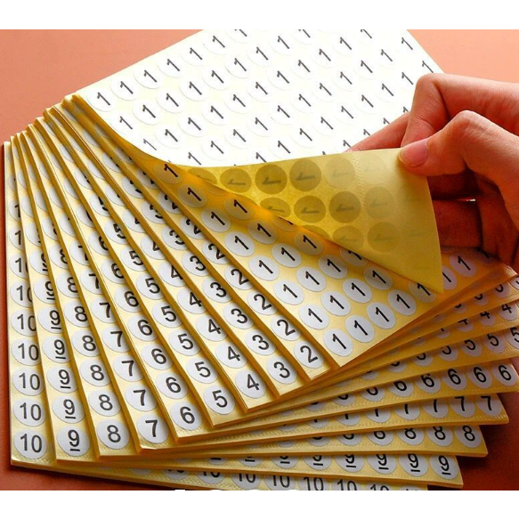 【拾憶生活】數字號碼 數字貼紙 號碼貼紙 不乾黏膠貼紙 衣服尺寸尺碼大小標籤 圓形序號編號貼-N0539