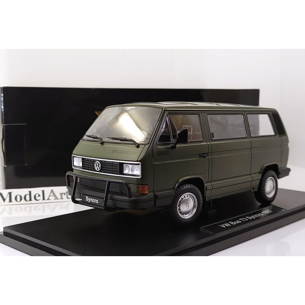 【模型車藝】1/18 KK-Scale Volkswagen VW T3 Syncro 1987 四輪傳動 平光軍綠