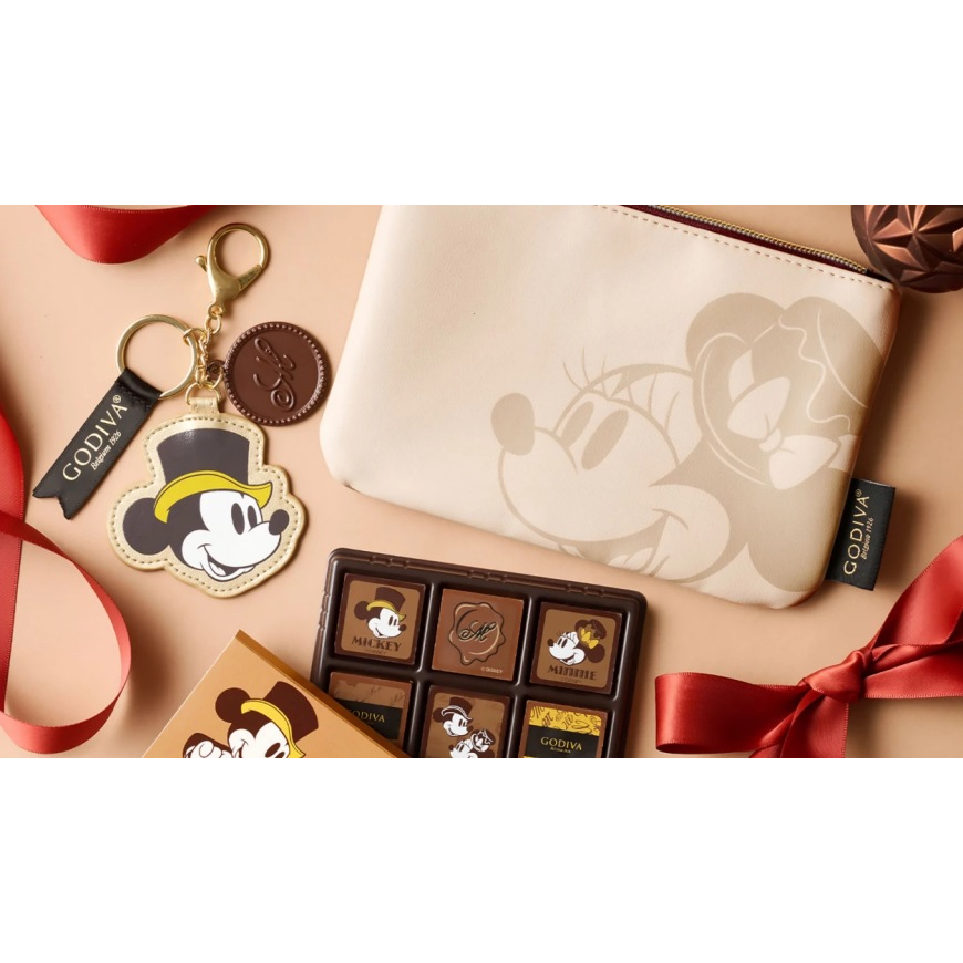 [現貨]迪士尼 x GODIVA 2023 米奇 米妮 化妝包 鑰匙圈 巧克力