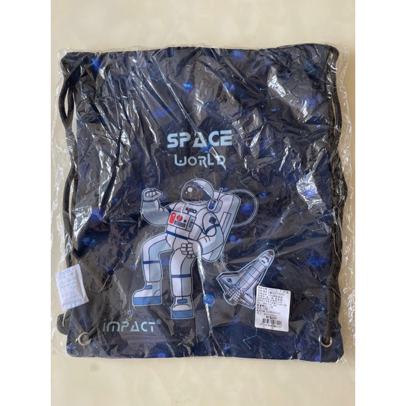 impact 怡寶 束口袋 太空人 雙肩袋 可A4 防潑水 後背包 藍色 IM00P09 得意時袋