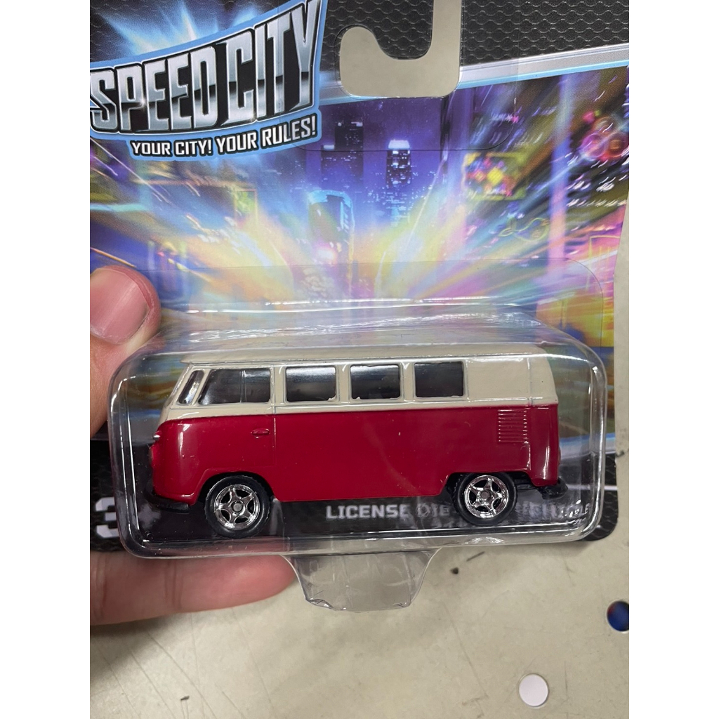 welly speed city 稀有絕版福斯T1 麵包車 1/64合金車 9人座 合金玩具車