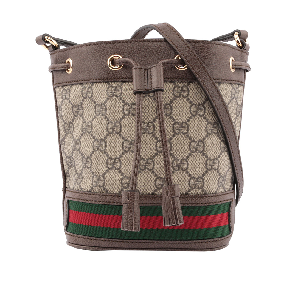 GUCCI GG Supreme Ophidia水桶斜背包(mini)(綠紅) 550620 96I3B 8745