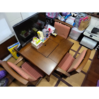 日本進口原木和室桌椅組 和室桌 茶几 日本製 (9成新，中央有排水設計，可泡茶)