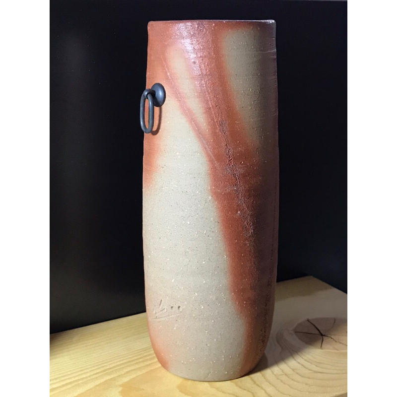 「日本 備前燒」 柴燒 柴燒瓶 花瓶 F01 高20.1公分 寬8.1公分 （ 柴燒 柴燒瓶 柴燒壺 柴燒杯 柴燒系列