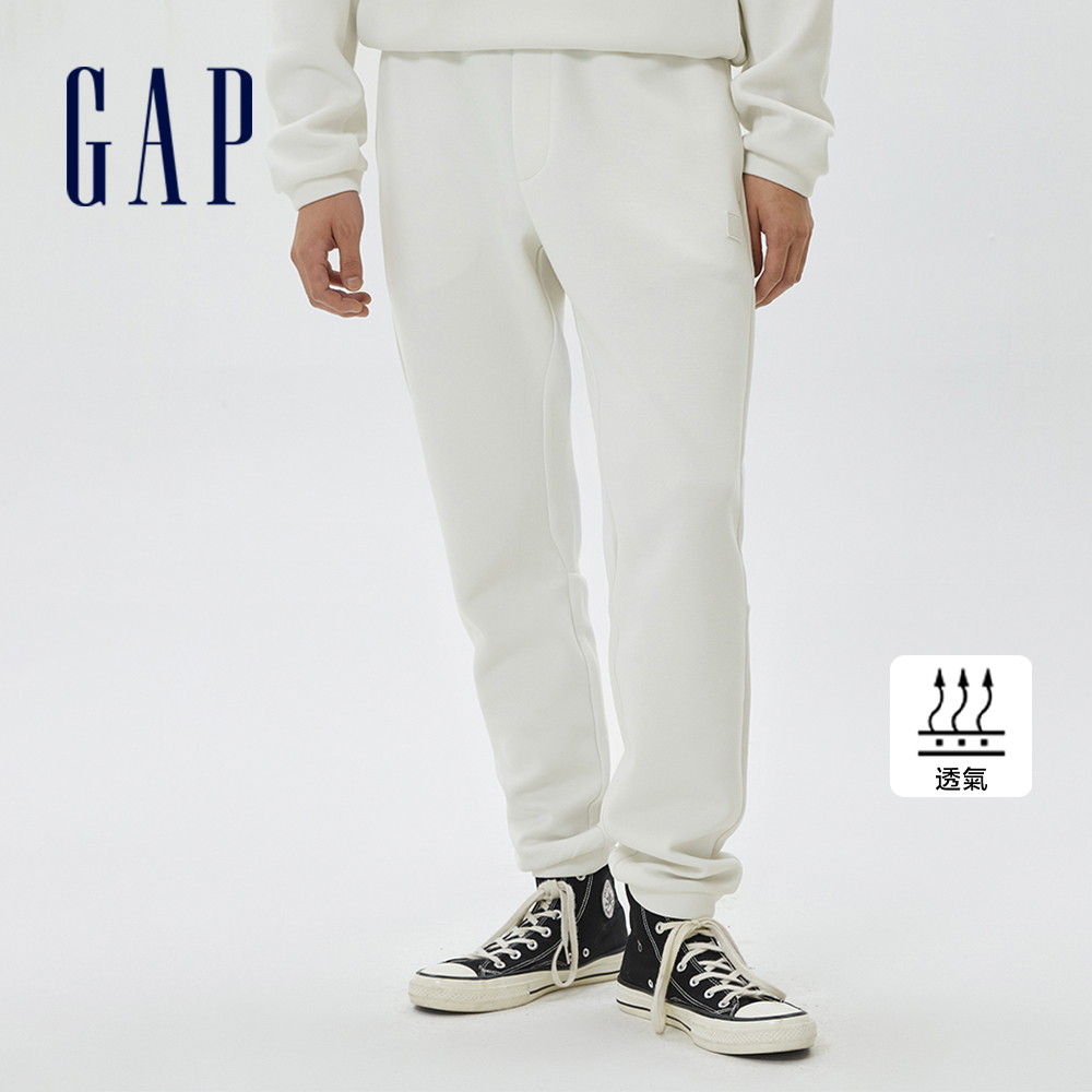 Gap 男裝 Logo束口棉褲 空氣三明治系列-灰白色(607258)