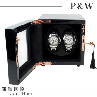 東暉國際代理 P&W-2GB 手錶自動上鍊盒 2支裝 轉速可設【矽膠錶枕】絨布 旋轉盒 搖錶器 上鏈盒 錶盒 現貨