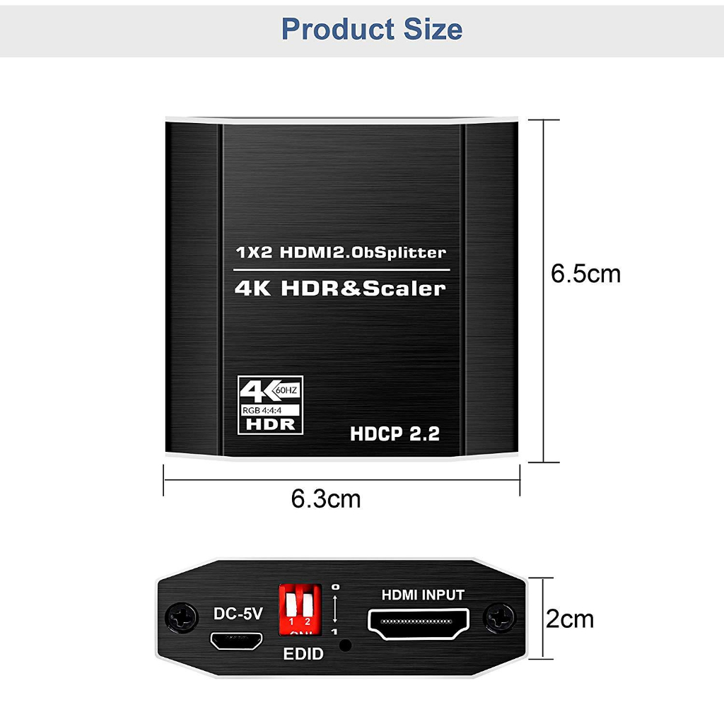 hdmi2.0解碼 解除hdcp 2.2 一進二出 2.04K*2K高清視頻hdmi分配器 HDCP