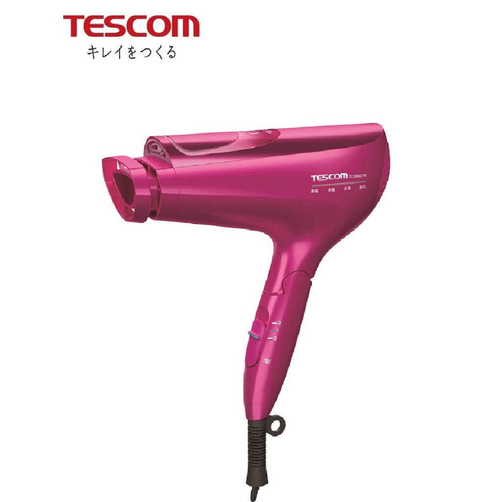 【TESCOM】 美髮膠原蛋白吹風機 負離子 白金奈米 沙龍級 三種風罩 大風量 日本製造 桃紅色TCD5000TW