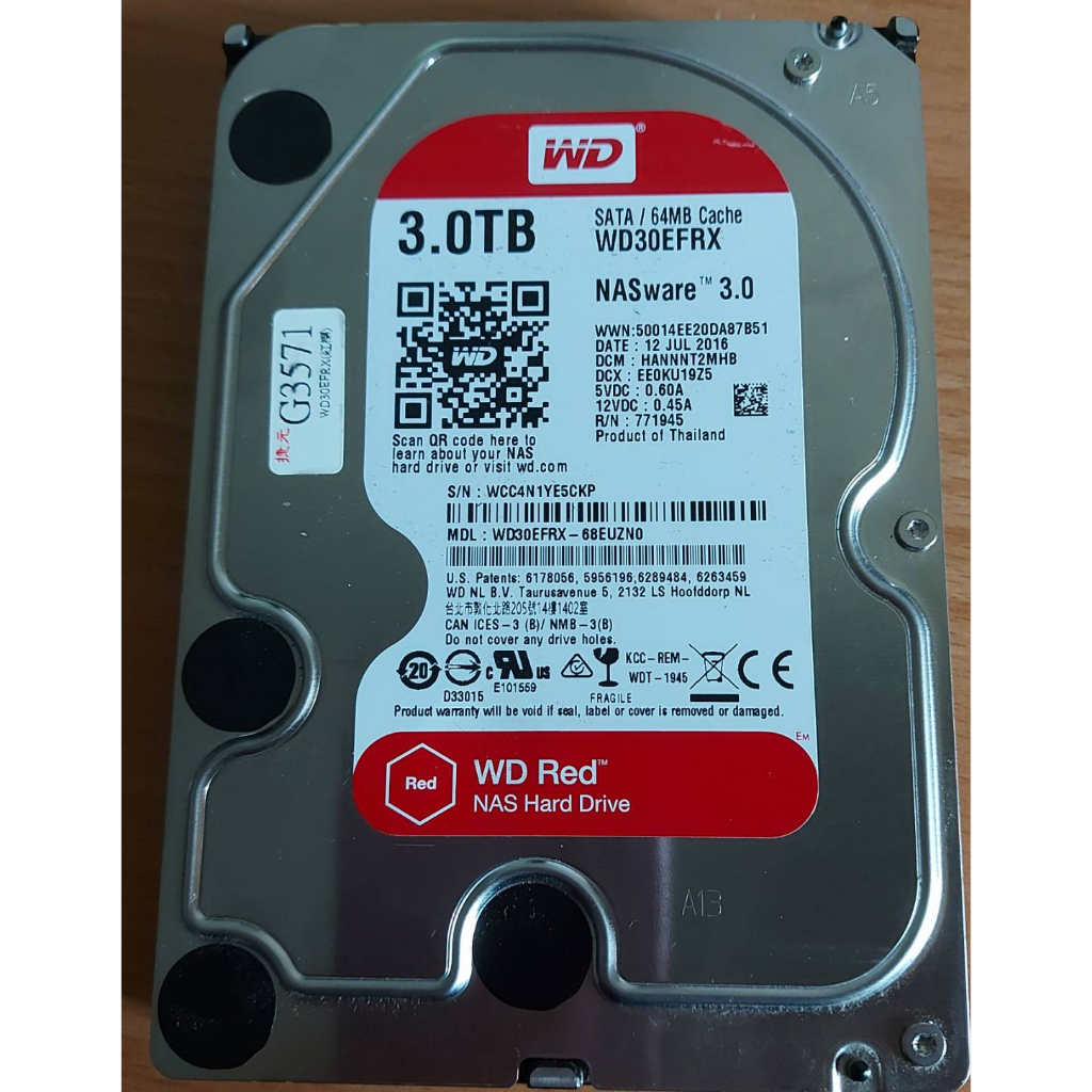 WD Red 紅標 3TB SMART 警告故障硬碟賣出不退