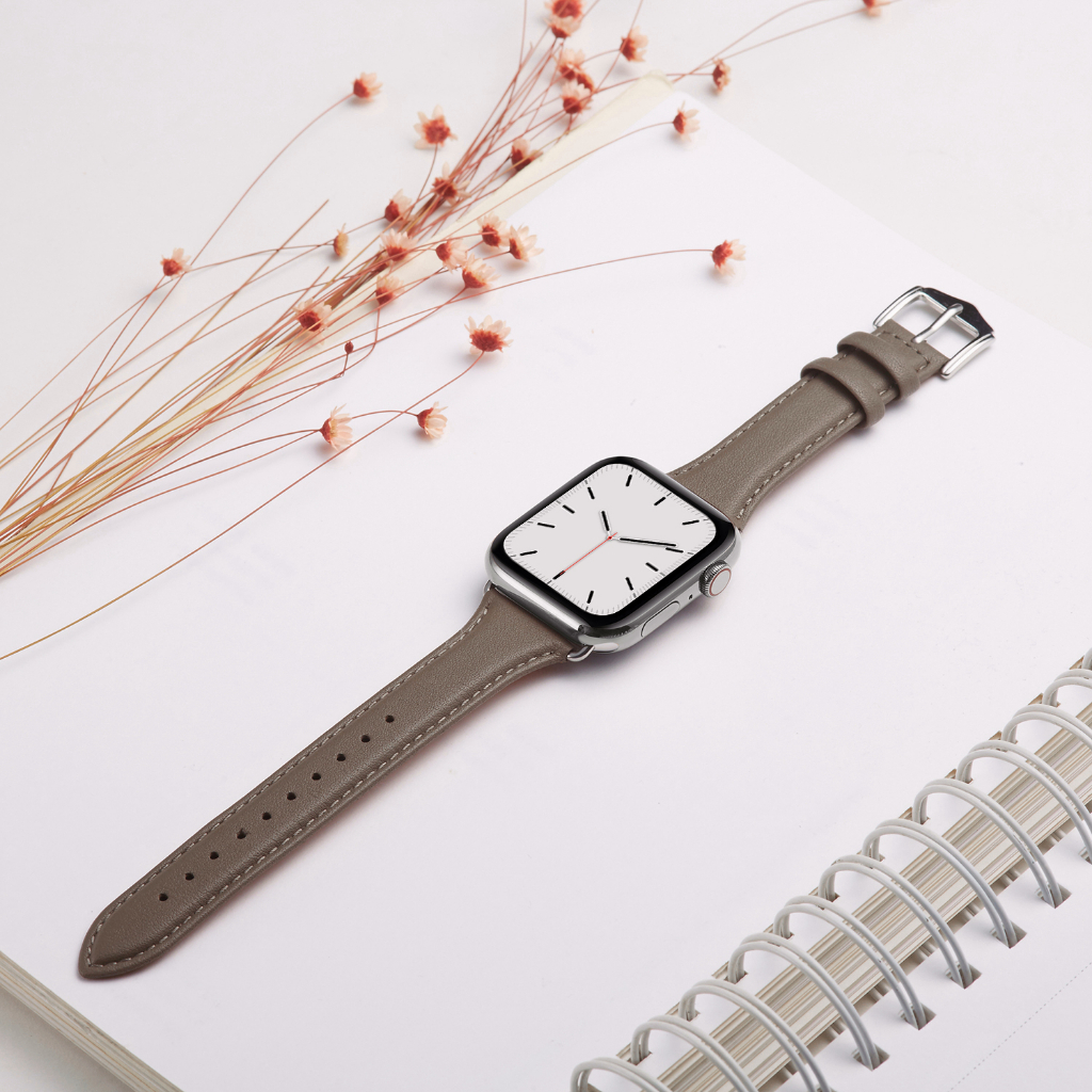 尖尾瘦身iwatch真皮錶帶 適用於 Apple watch 皮質錶帶 復古風 S8 S7 S6 S5 SE時尚女士錶帶