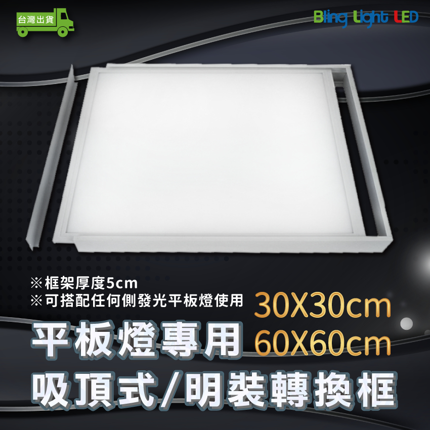 ◎Bling Light LED◎平板燈/面板燈專用明裝/吸頂式轉換框/燈架，30x60／60x60cm