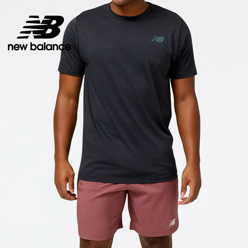 【New Balance】 NB Dry吸濕排汗透氣網眼短袖上衣_男性_黑色_AMT31095BKH